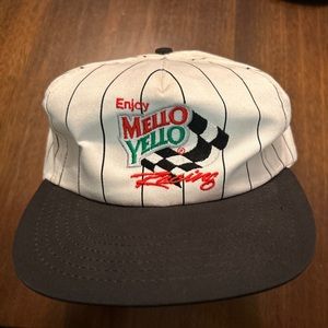 Mello Yello Racing Snapback Hat Pin Stripe Made In USA NASCAR Vintage Cap
